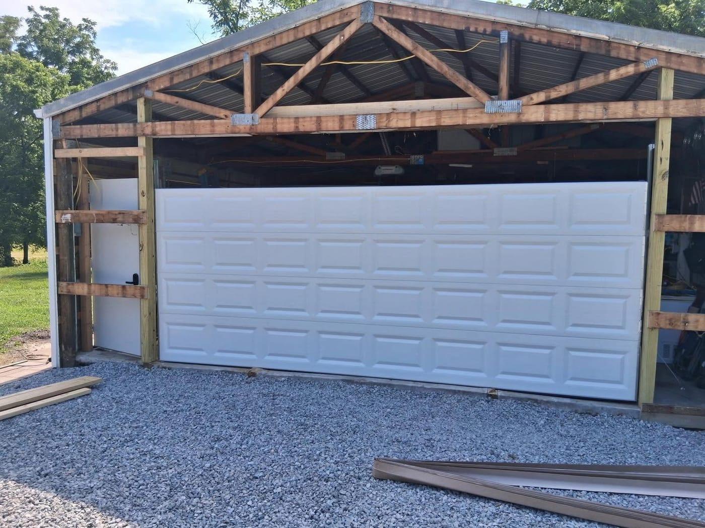 Garage door on pole barn in Minford, OH